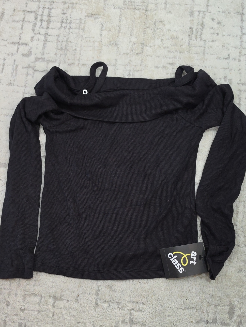 art class Charcoal Ribbed Off-Shoulder Top